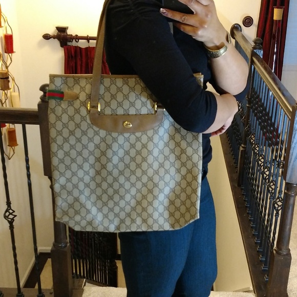 Gucci Handbags - Brown Authentic Vintage Gucci Handbag Tote Purse